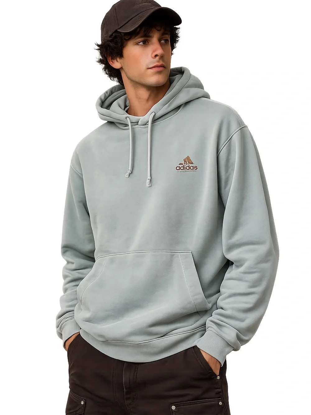 adidas Men's Sage Green Hoodie with Small Logo